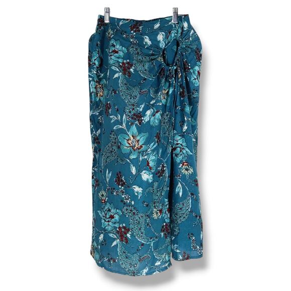NWT Band of the Free Celene Floral Layered Midi Skirt Sz. M [8-10] Deep Teal - Picture 2 of 9